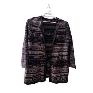 Talbots sweater womens size 1X open cardigan jacket black metallic